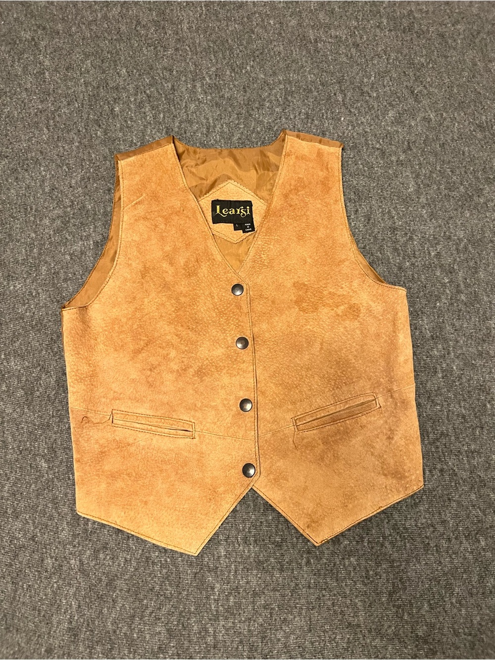 Learsi Genuine Leather Suede Western Biker Vest Brown Women’s Large